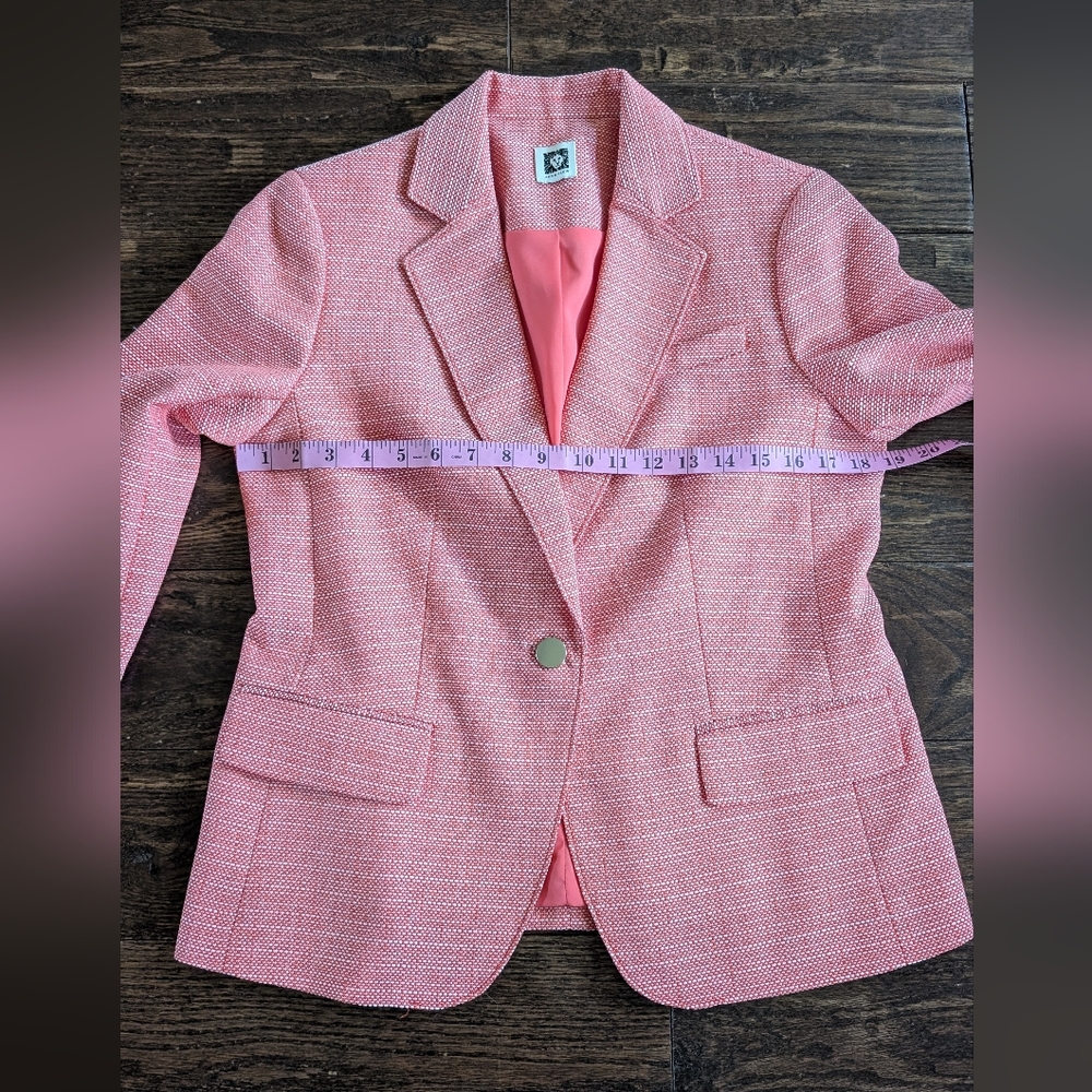 Anne Klein Blazer Jacket Coral and White Textured - Picture 5 of 7